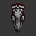 Mechanical Animal Skull Red And Gray Metallic Design Detailed Structure With Gears And Mechanical Parts