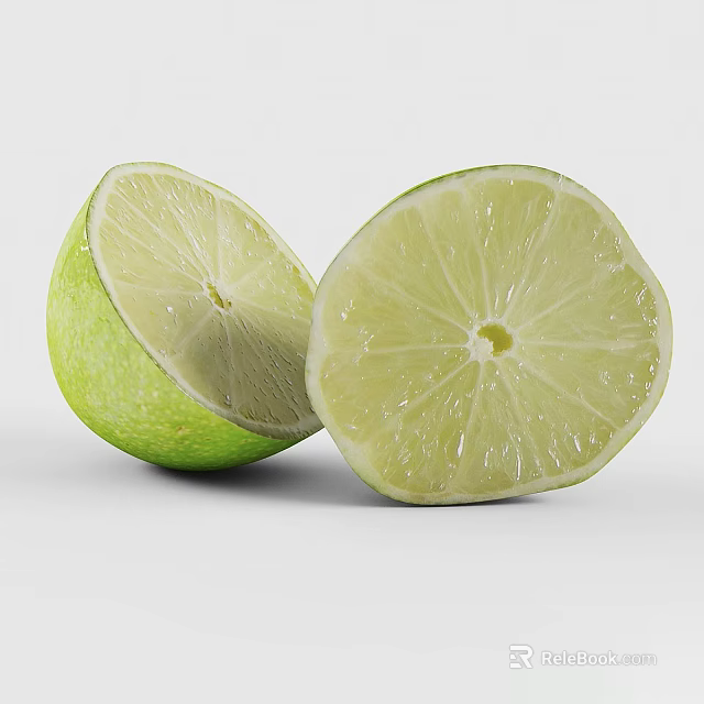 Fresh Halved Limes Juicy Citrus Fruit with Bright Green Flesh and Tangy Flavor 3d model 