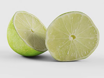 Fresh Halved Limes Juicy Citrus Fruit with Bright Green Flesh and Tangy Flavor 3d model