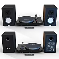 Modern HiFi Audio System With Black Speakers Vinyl Turntable And Amplifier 3d model