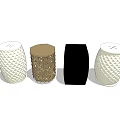 Modern Stools With Various Designs Diamond Patterns And Neutral Colors 3d model