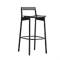 Modern Black Bar Stool with Backrest and Sleek Metal Frame Design 3d model