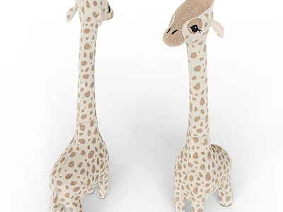Two Adorable Giraffe Plush Stuffed Toys with Beige Body Brown Spots Soft Cute Kids Play 3d model
