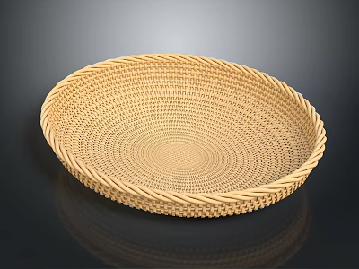 Round Woven Basket For Household Storage With Natural Texture Design 3d model
