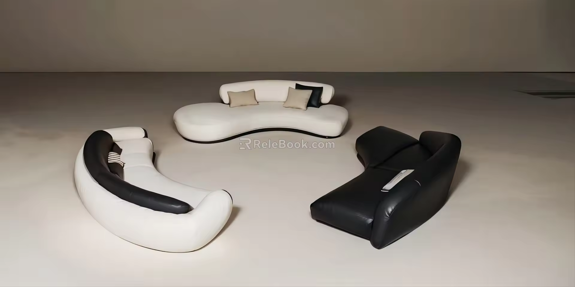 Modern Curved Sofa Coffee Table Combination Shaped Sofa 3d model