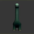Green Long Necked Cartoon Dinosaur Character With Brown Saddle And 3D Model Design