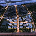 Aerial View Master Plan of Urban Area with River Road Network and Building Layout