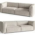 Modern Light Gray Fabric Two Seater Sofa With Comfortable Armrests And Minimalist Design 3d model