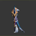 Warrior Character With Blonde Hair Holding Magical Staff In Fantasy Outfit