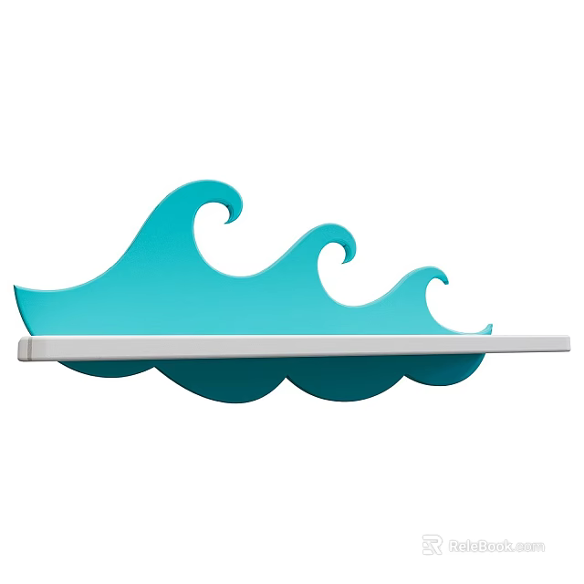 Blue Wave Shaped Decorative Storage Shelf With White Base For Home Display And Organizing 3d model 