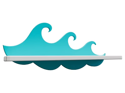 Blue Wave Shaped Decorative Storage Shelf With White Base For Home Display And Organizing 3d model