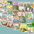 Colorful Miniature Interior Scene Models With Various Room Styles And Detailed Designs