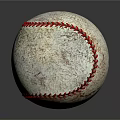 Worn White Baseball With Red Stitching As Essential Sports Equipment For Games