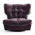 Single Purple Velvet Tufted Sofa with Plush Backrest and Black Base for Modern Living Room