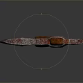 Rustic Wooden Handle Axe With Red Stained Blade As Traditional Weapon