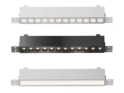Sleek Linear Downlights Spotlights Featuring Multiple Round Lamps in White Black and Silver Designs 3d model