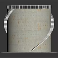 Cylindrical Industrial Tank With Spiral Staircase Top Platform Railing And Base