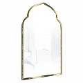 Arched Gold Framed Mirror With Bathroom Reflection And White Decor Elements 3d model