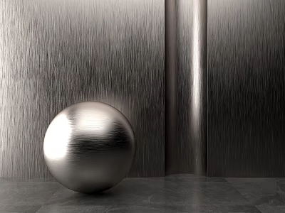 Sleek Silver Wall Lamp Design Mounted On Textured Metallic Wall With Gray Stone Floor 3d model