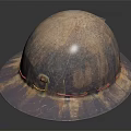 Old Rusted Safety Helmet With Worn Surface On Black Background And Reflection 3d model