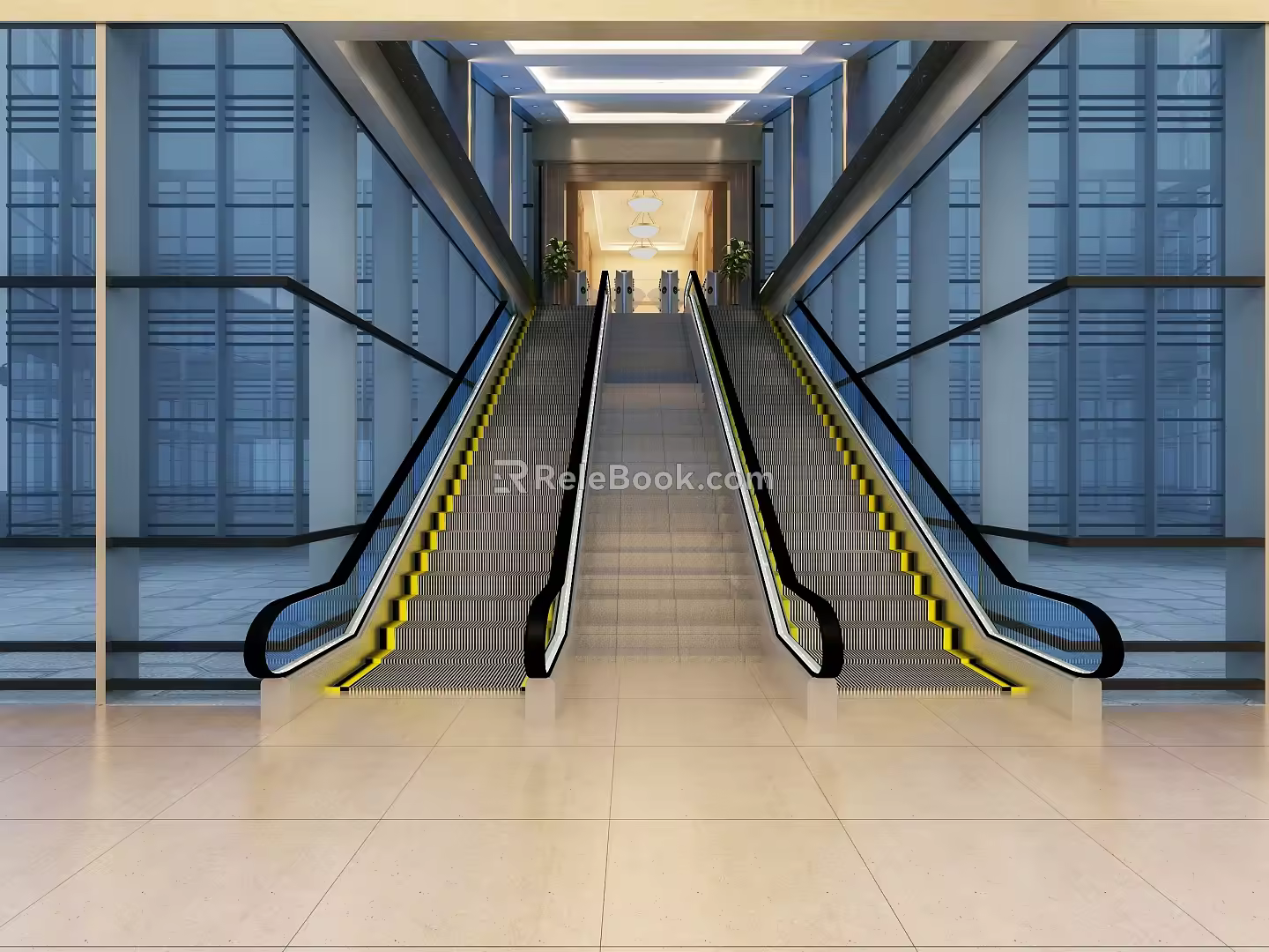 escalator indoor escalator elevator rolling elevator 3d model