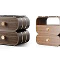 Modern Wooden Bedside Tables With Gold Knobs And Drawer Design 3d model