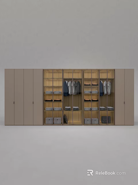 Modern Wardrobe Design With Multiple Compartments Hanging Areas Folded Clothes Drawers And Storage Boxes 3d model 