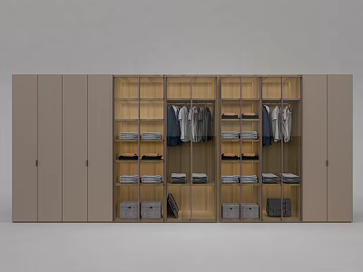 Modern Wardrobe Design With Multiple Compartments Hanging Areas Folded Clothes Drawers And Storage Boxes 3d model