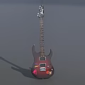 Dark Red Electric Guitar With Art Supplies Painted Designs And Decorative Stickers