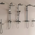 Modern Shower Head Systems Featuring Various Styles And Wall Mounted Designs 3d model