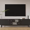 Black Modern TV Stand with Large Flat Screen TV Decorative Vase Books and Storage Drawers