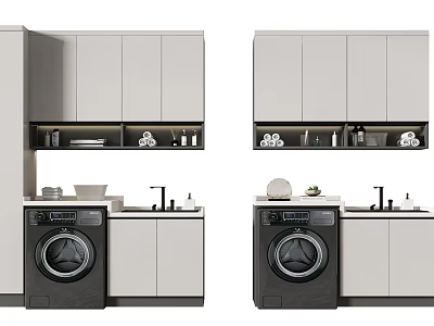 Modern Bathroom Cabinet With Washing Machine Storage Shelves Towels And Toiletries 3d model