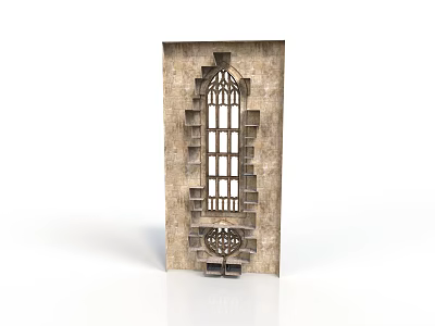 Gothic Style Historic Building Featuring Pointed Arch Window And Textured Stone Wall 3d model