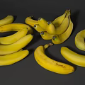 Fresh Ripe Yellow Bananas Scattered With Bunch On Dark Background