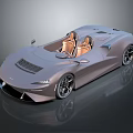 Silver Convertible Sports Car with Two Brown Seats and Sleek Design on Dark Background