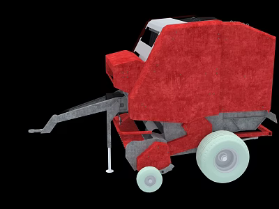 Functional Red Agricultural Utility Vehicle With Loading Arm And White Wheels 3d model