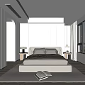 Modern Bedroom Interior With Bed Nightstands Table Lamps Wooden Floors Rug Book And Window