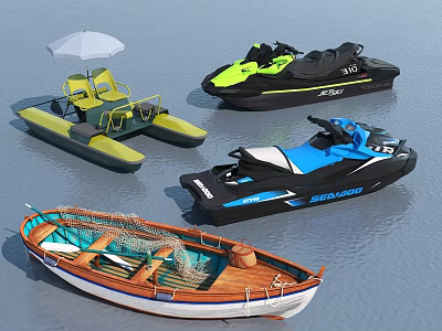 Speedboat Jet Ski Cruise Boat Fishing Boat 3d model Speedboat Jet Ski Cruise Boat Fishing Boat 3d model
