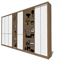 Modern Bookcase With Sliding Glass Doors And Books Decorative Items Photo Frames Wine Glasses