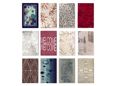 Square Rugs With Various Patterns Different Colors And Decorative Designs For Home 3d model