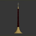 Horn Shaped Commercial Equipment With Red Textured Handle And Golden Base