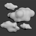 White Clouds With Falling Blue Raindrops And Reflection On Gray Background