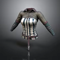 Stylish Striped Long Sleeve Top With Belt And Collar Detail For Daily Use