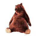 Brown Sitting Plush Bear Toy With Soft Material And Big Black Eyes