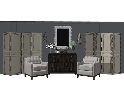 Post-modern Entrance Cabinet Personality Creative Wall Lamp Wall Jewelry Combination 3d model