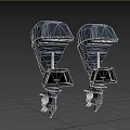 Two Silver Outboard Motors Marine Industrial Equipment For Boat Propulsion Engines