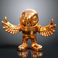 Golden Decorative Sculpture With Outstretched Wings Standing On Reflective Surface