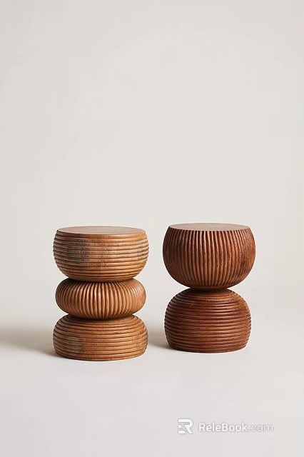 Modern Wooden Coffee Table With Ribbed Design And Stacked Structure For Living Room 3d model 
