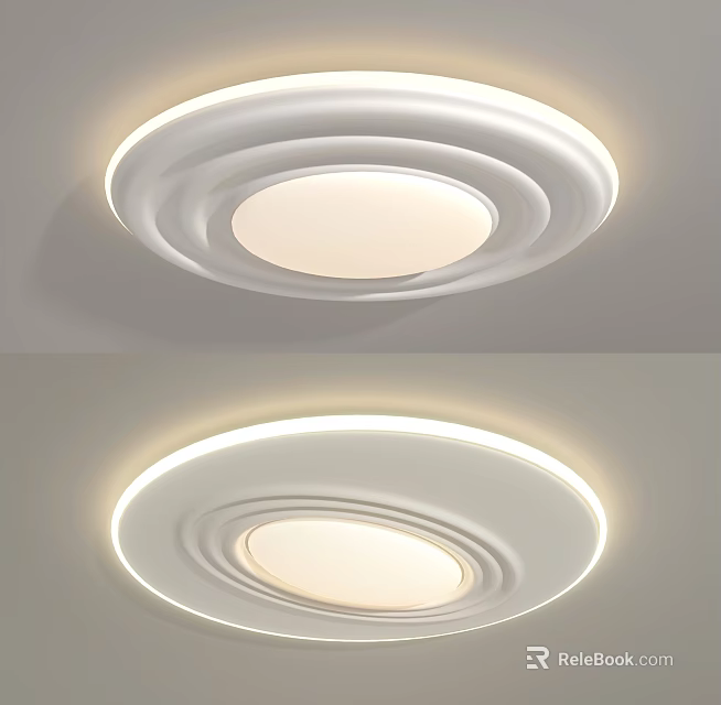 Modern White Circular Ceiling Light With Illuminated Ring Design For Home 3d model 