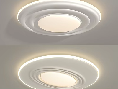 Modern White Circular Ceiling Light With Illuminated Ring Design For Home 3d model